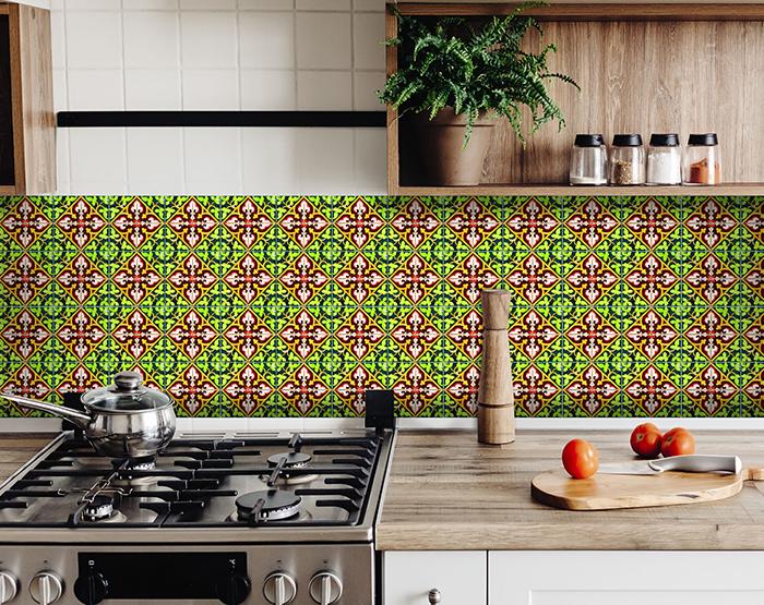 7" X 7" Green Leva Removable Peel and Stick Tiles