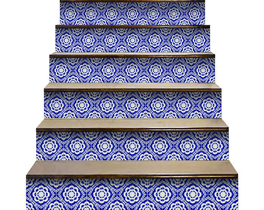 4" X 4" Blue And White Gerbera Peel And Stick Removable Tiles