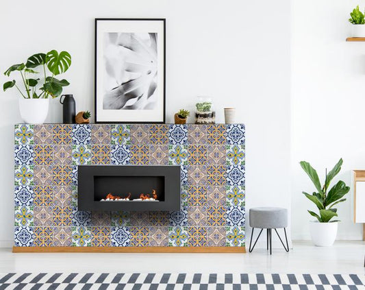 7" X 7" Vintage Multi Removable Peel and Stick Tiles
