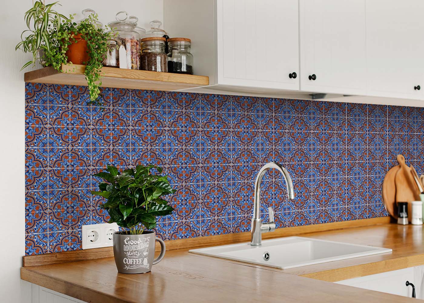 7" X 7" Blue Rust Zio Removable Peel and Stick Tiles