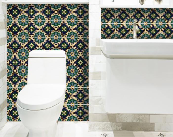 8" X 8" Agean Blue and Green Peel and Stick Tiles