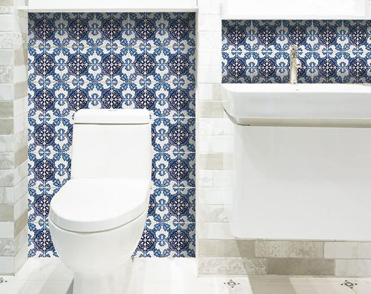 8" X 8" Blue Nelly Removable Peel and Stick Tiles