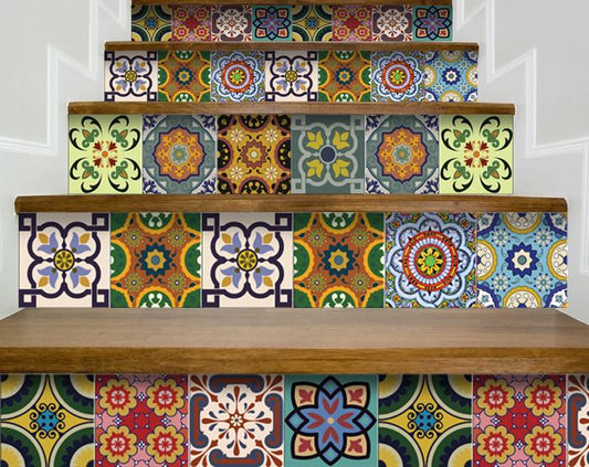 8" X 8" Auguri Flora Peel and Stick Removable Tiles
