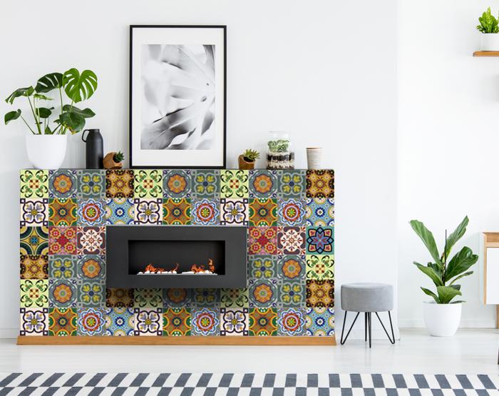8" X 8" Auguri Flora Peel and Stick Removable Tiles