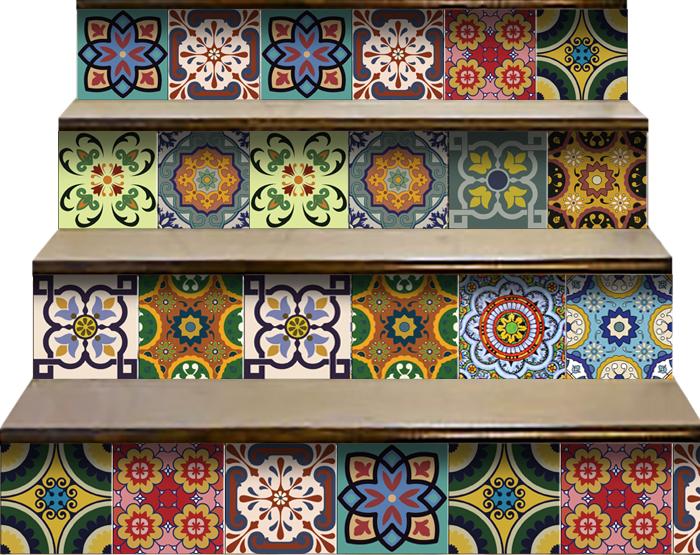 8" X 8" Auguri Flora Peel and Stick Removable Tiles