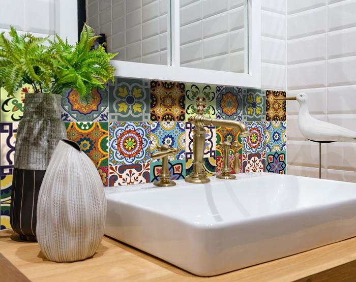 8" X 8" Auguri Flora Peel and Stick Removable Tiles