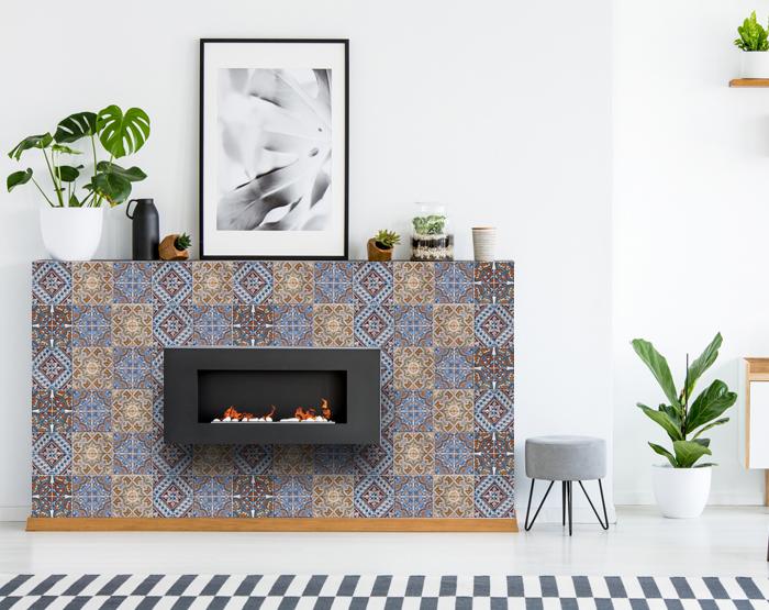7" X 7" Blue Warm Tones Mosaic Peel and Stick Tiles