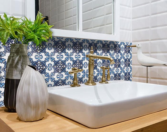 6" X 6" Blue Nelly Removable Peel and Stick Tiles