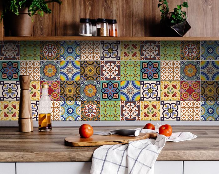7" X 7" Auguri Geo Peel and Stick Removable Tiles