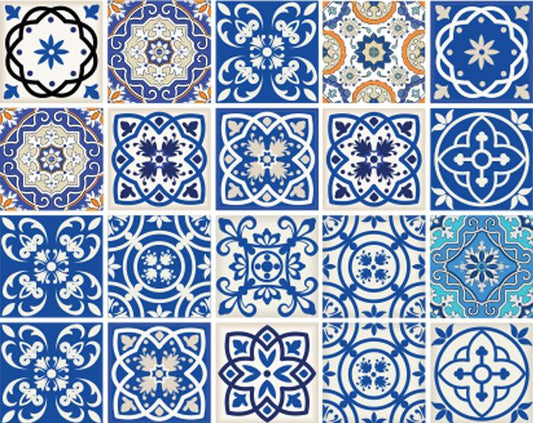 6" x 6" Blue and Aqua Pop Mosaic Peel and Stick Removable Tiles