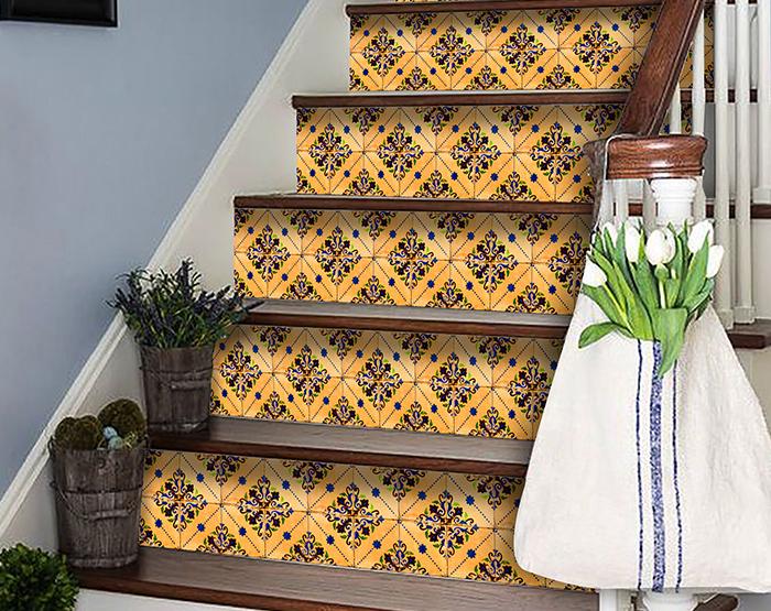 7" X 7" Golden Rio Removable Peel and Stick Tiles