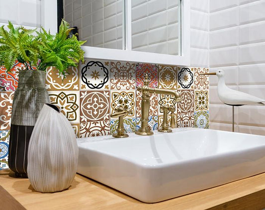 4" x 4" Snickerdoodle Mosaic Pop Peel and Stick Removable Tiles