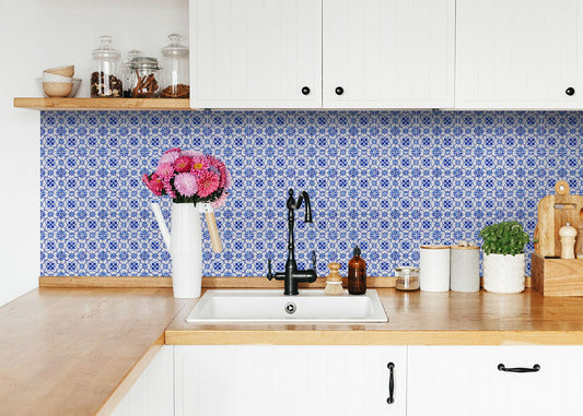 7" X 7" Blue Micro Peel And Stick Removable Tiles