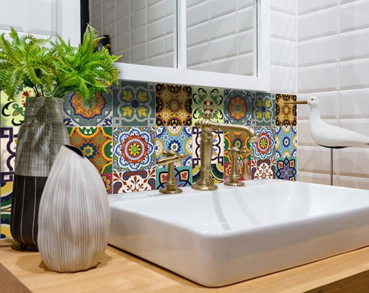 6" X 6" Auguri Flora Peel and Stick Removable Tiles