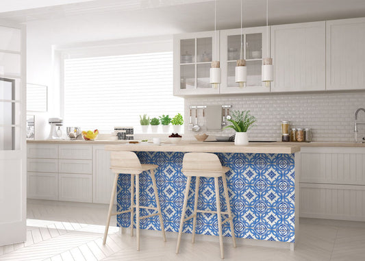 8" X 8" Blue and White Valencia Peel And Stick Tiles