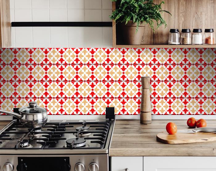 6" X 6" Roja Hola Removable Peel and Stick Tiles