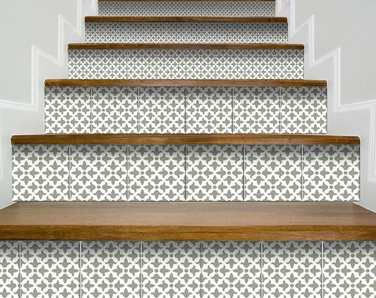 4" X 4" Sage Gray Fleur Removable Peel And Stick Tiles