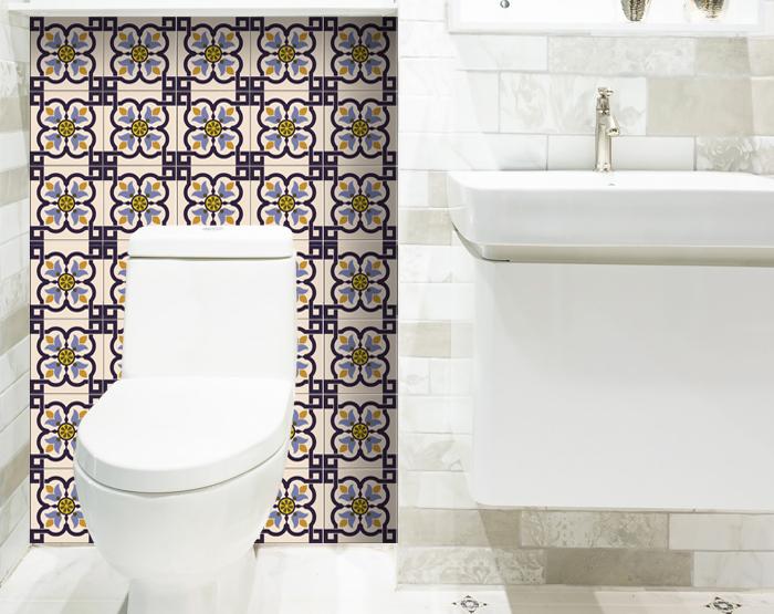 8" X 8" Azul Flora Peel and Stick Removable Tiles