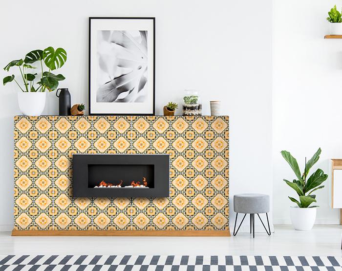 7" X 7" Golden Deco Peel And Stick Removable Tiles