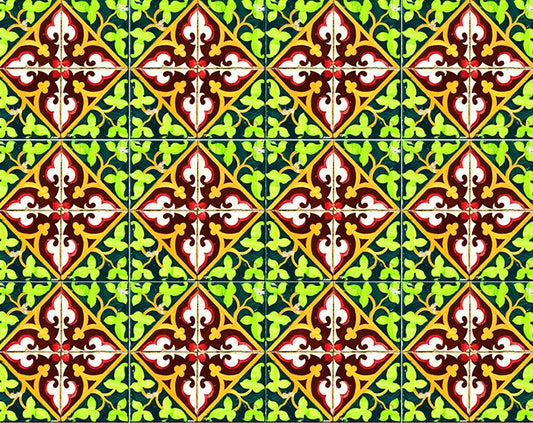 6" X 6" Green Leva Removable Peel and Stick Tiles