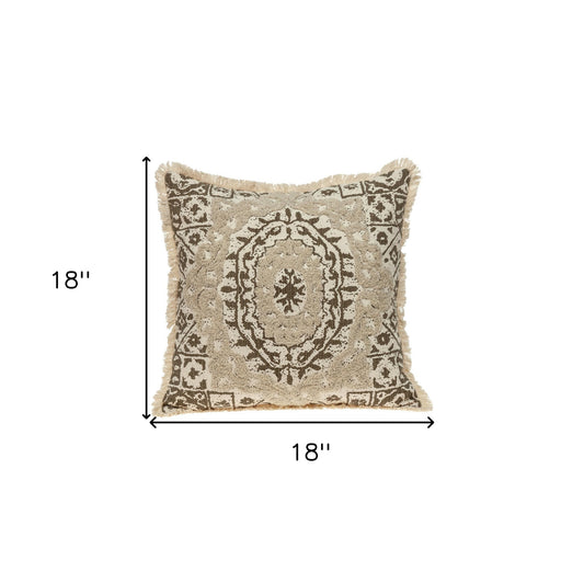 Boho Garland Beige and Brown Decorative Accent Pillow