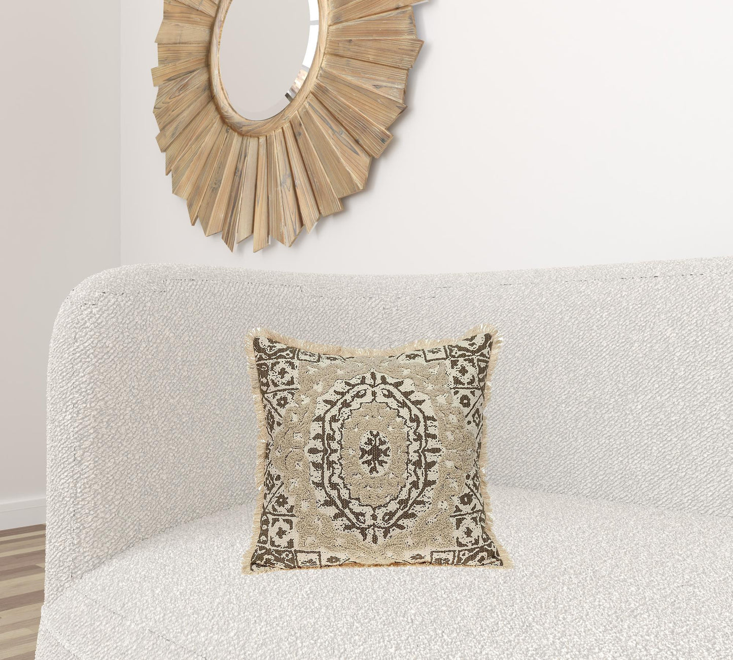 Boho Garland Beige and Brown Decorative Accent Pillow