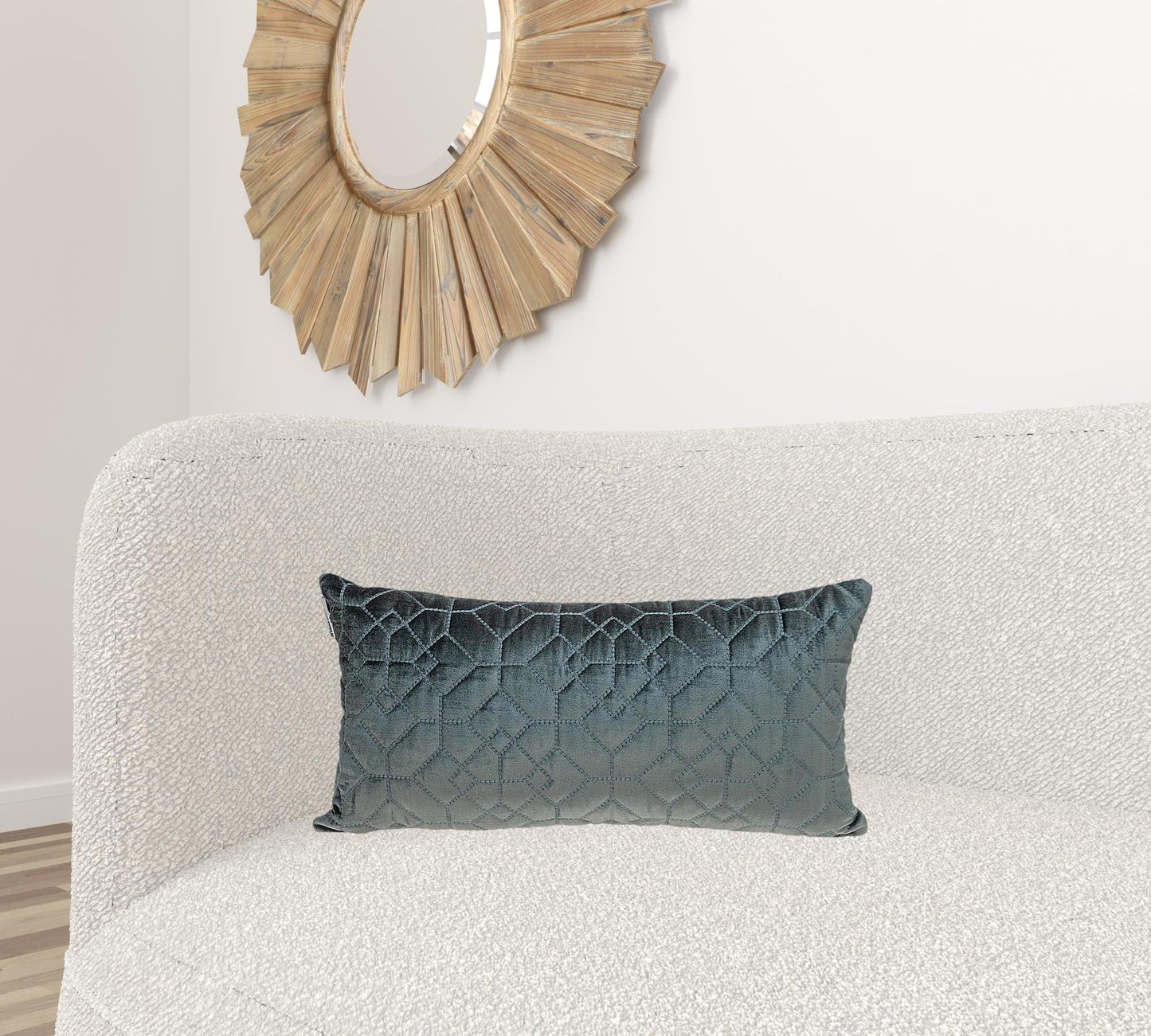 Charcoal Quilted Velvet Geo Lumbar Decorative Pillow