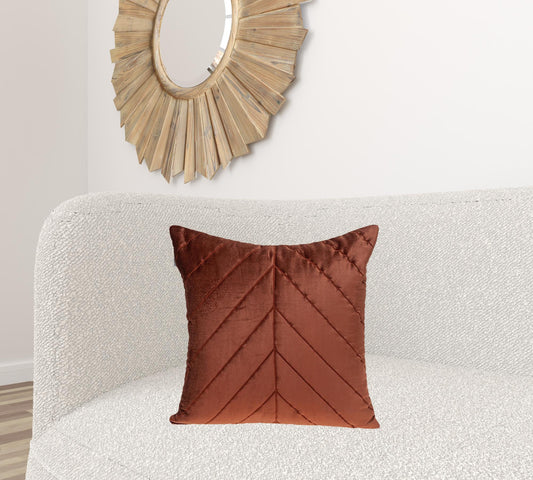 Quilted Velvet Arrows Burnt Orange Decorative Throw Pillow