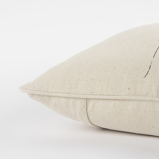 Gray and Cream Canvas Gather Decorative Throw Pillow