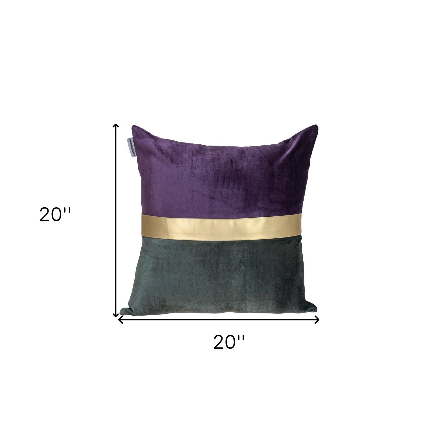 Dark Grey Gold and Purple Tufted Velvet Square Pillow
