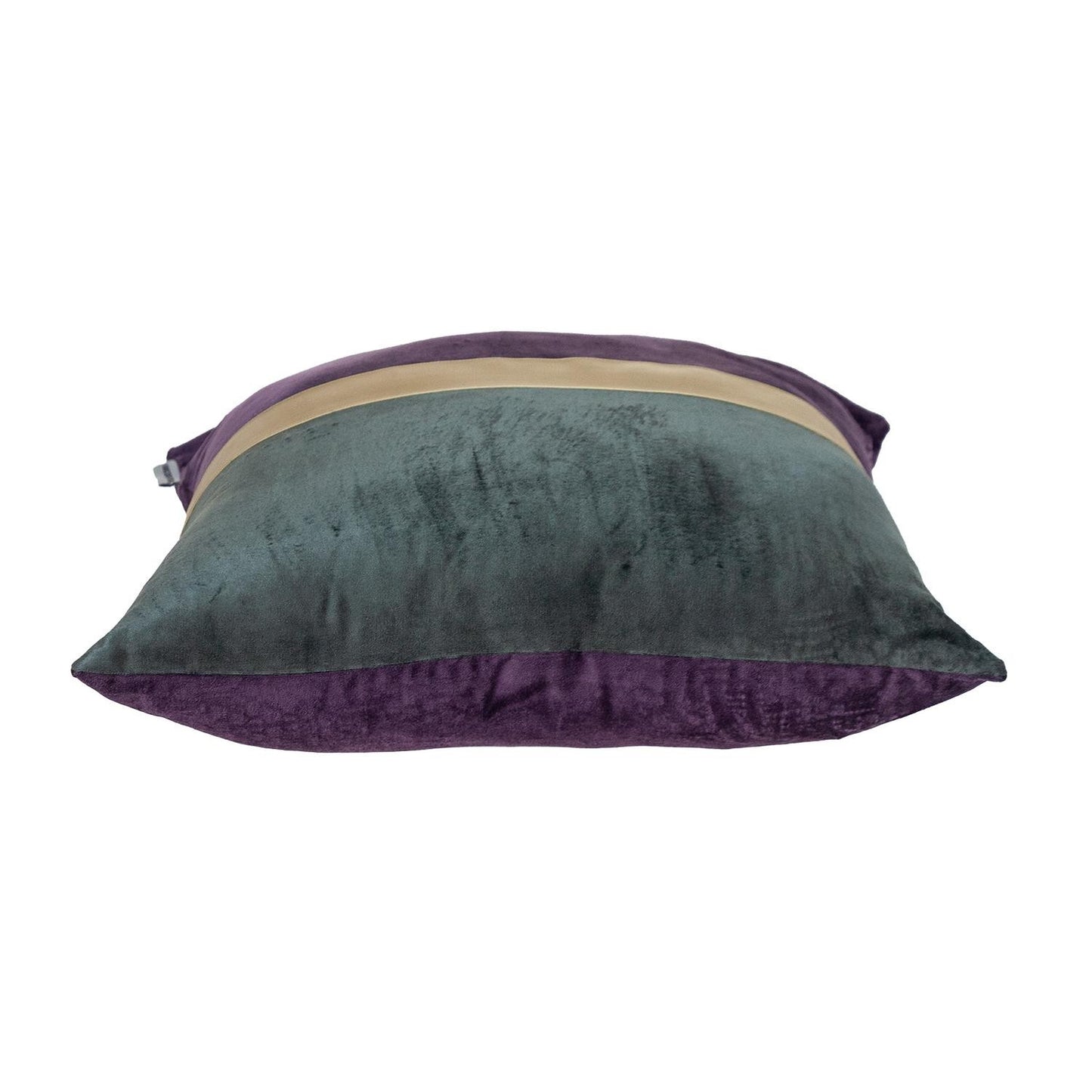 Dark Grey Gold and Purple Tufted Velvet Square Pillow