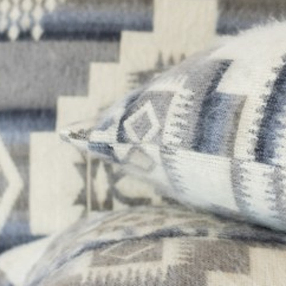16" Ultra Soft Light Gray Southwest Handmade Pillow Cover