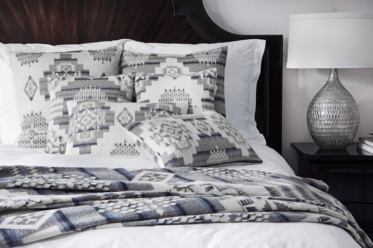 16" Ultra Soft Light Gray Southwest Handmade Pillow Cover