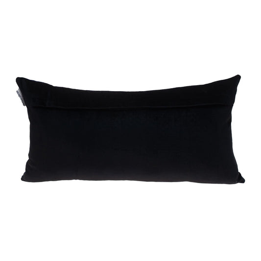 Black Gold and Blue Tufted Velvet Lumbar Pillow