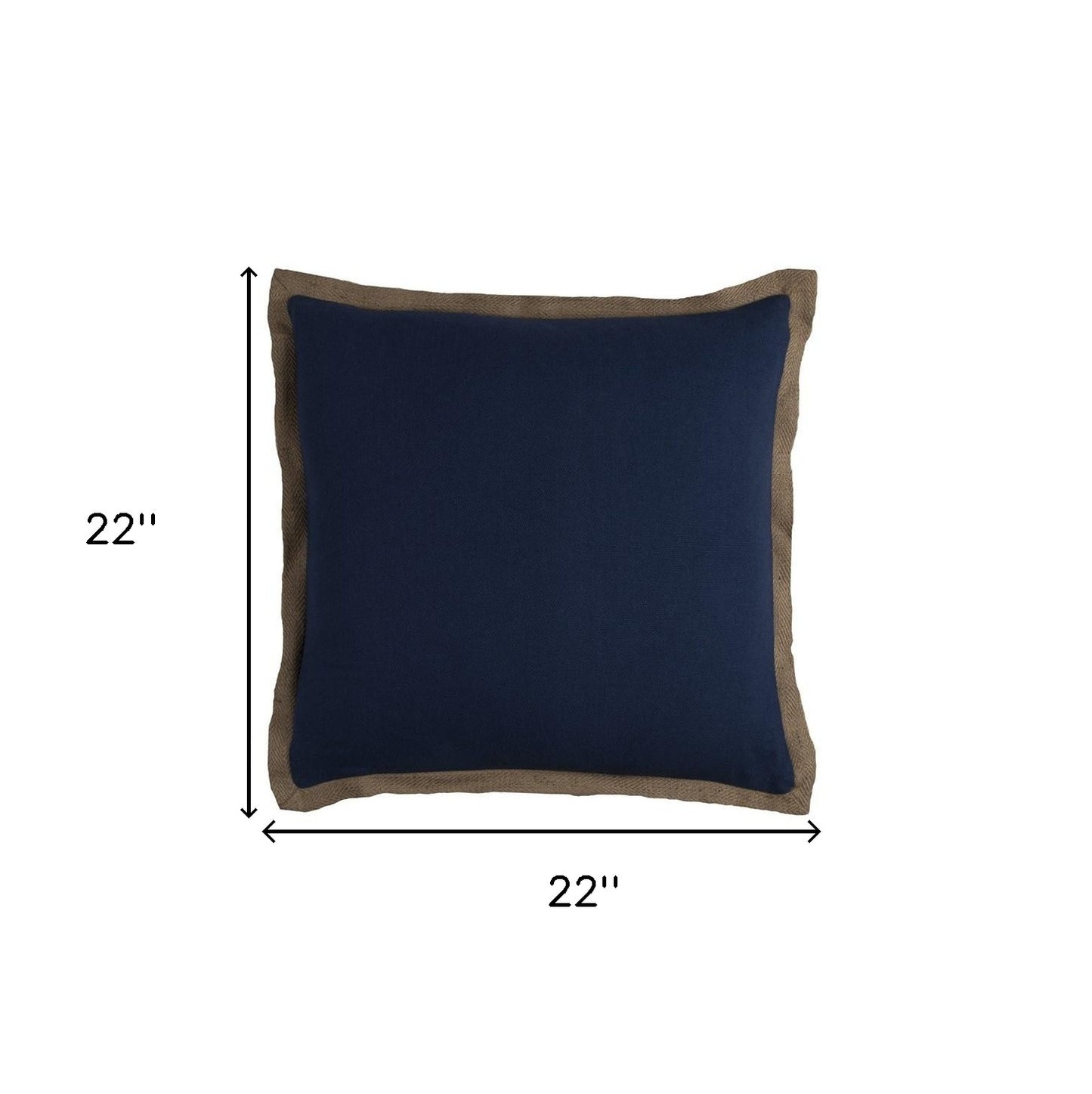 Dark Navy and Natural Jute Throw Pillow