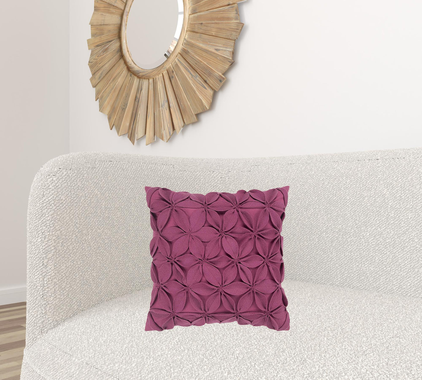 Magenta Plum Pinwheel Floral Down Throw Pillow