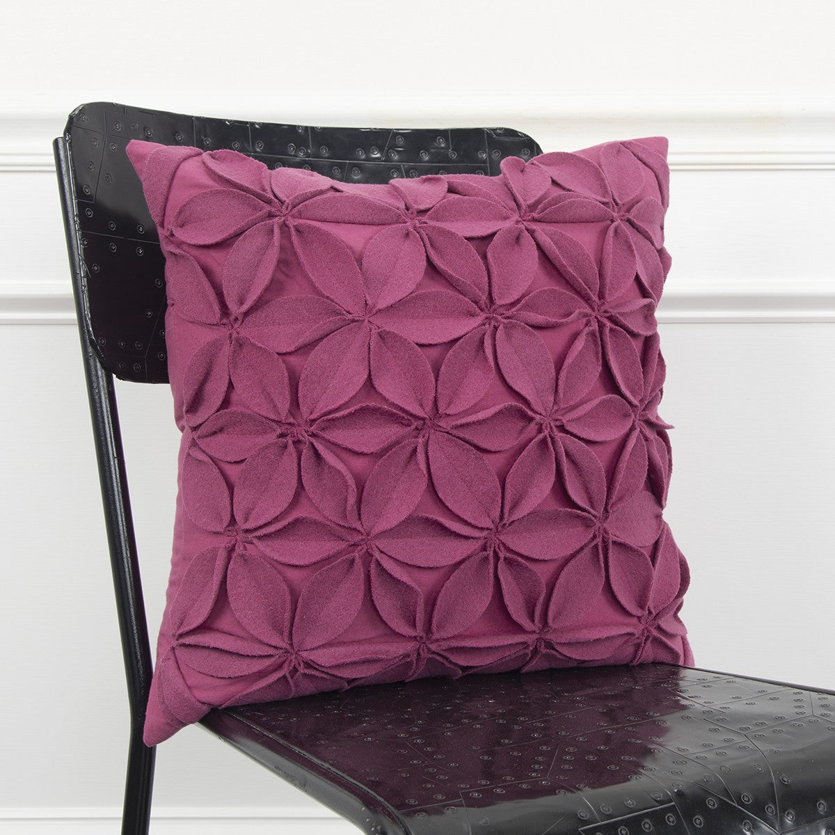 Magenta Plum Pinwheel Floral Down Throw Pillow