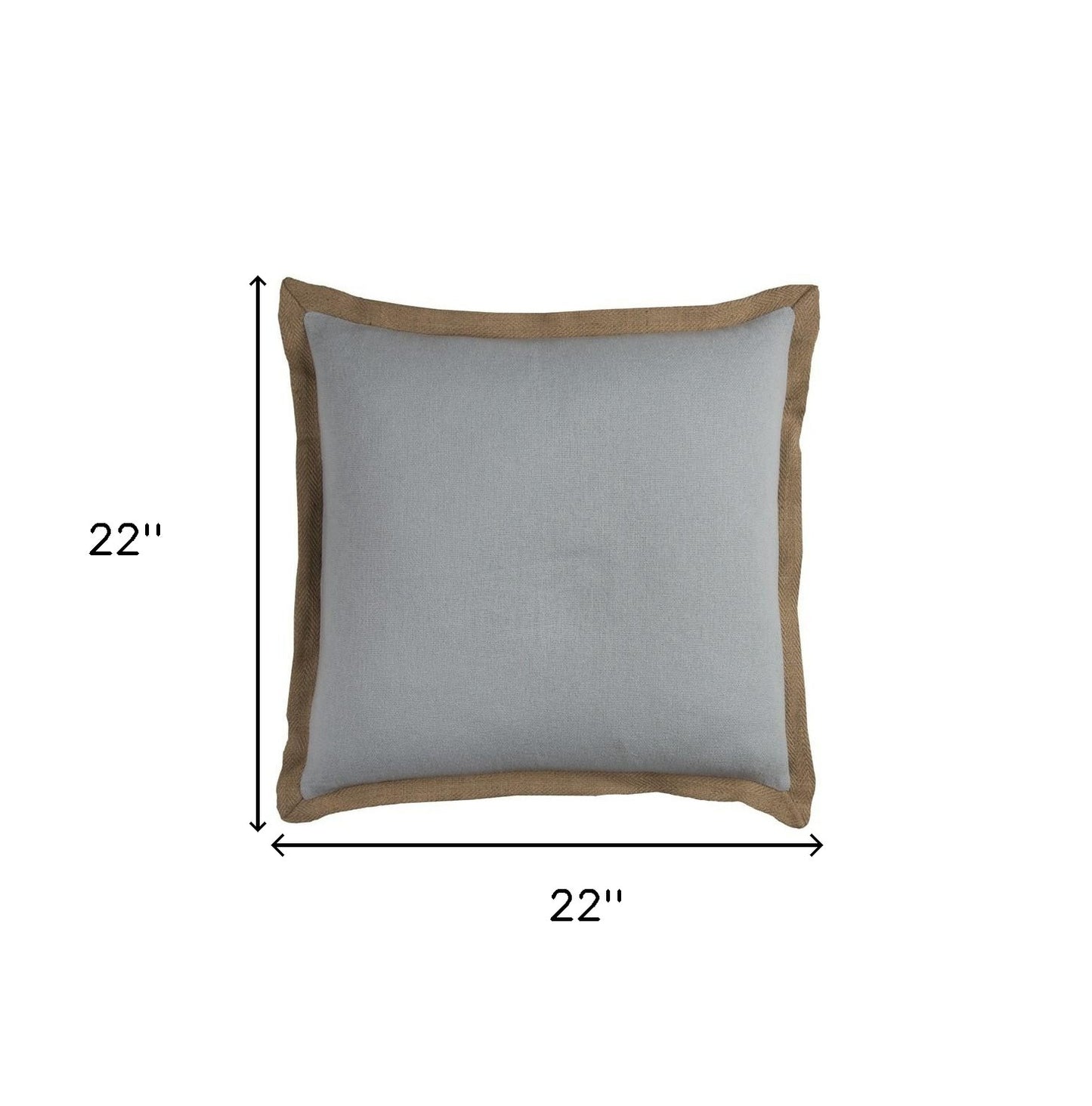 Light Blue and Natural Jute Throw Pillow