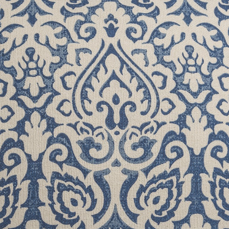 Blue Natural Distressed Damask Throw Pillow