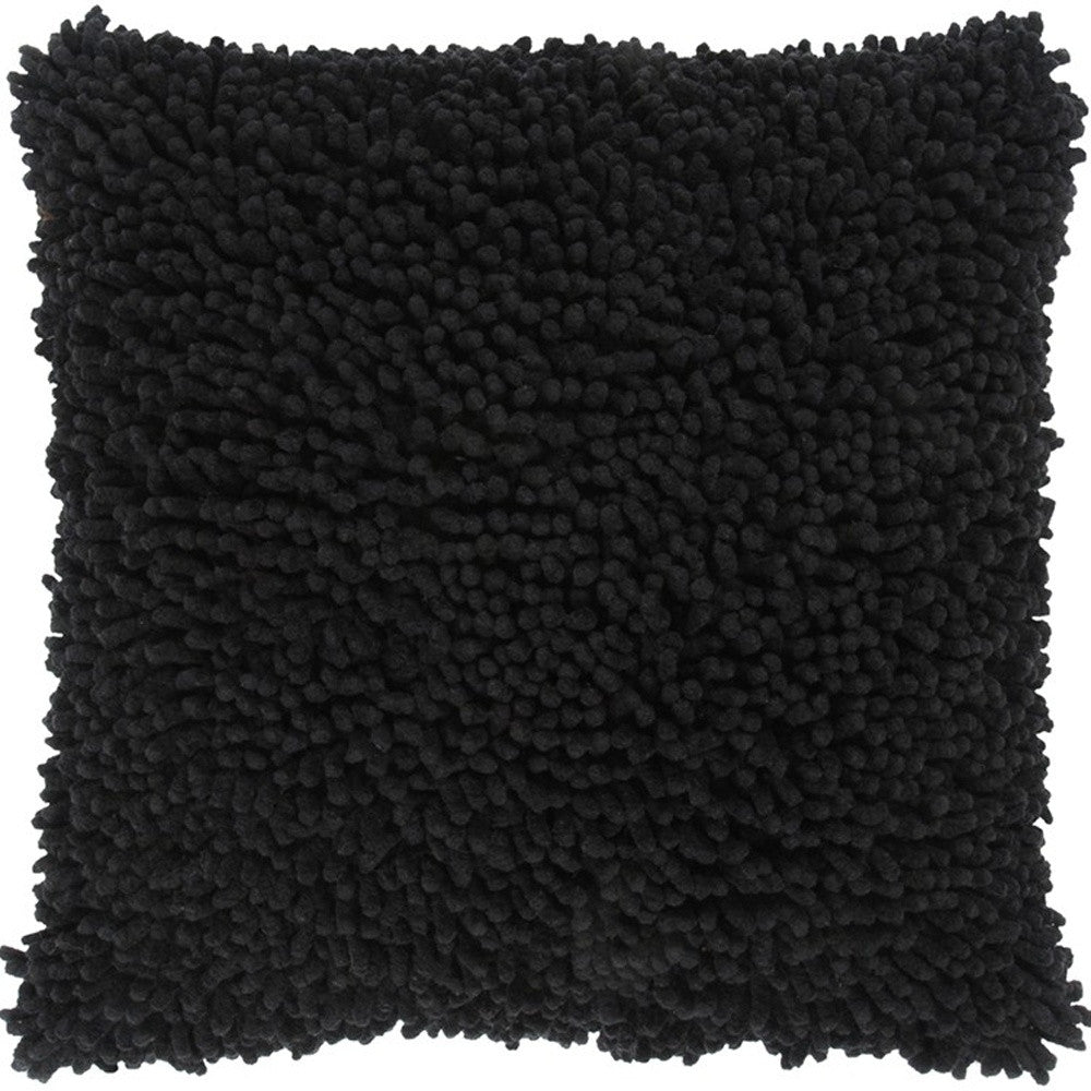 Black Boho Textured Modern Down Throw Pillow