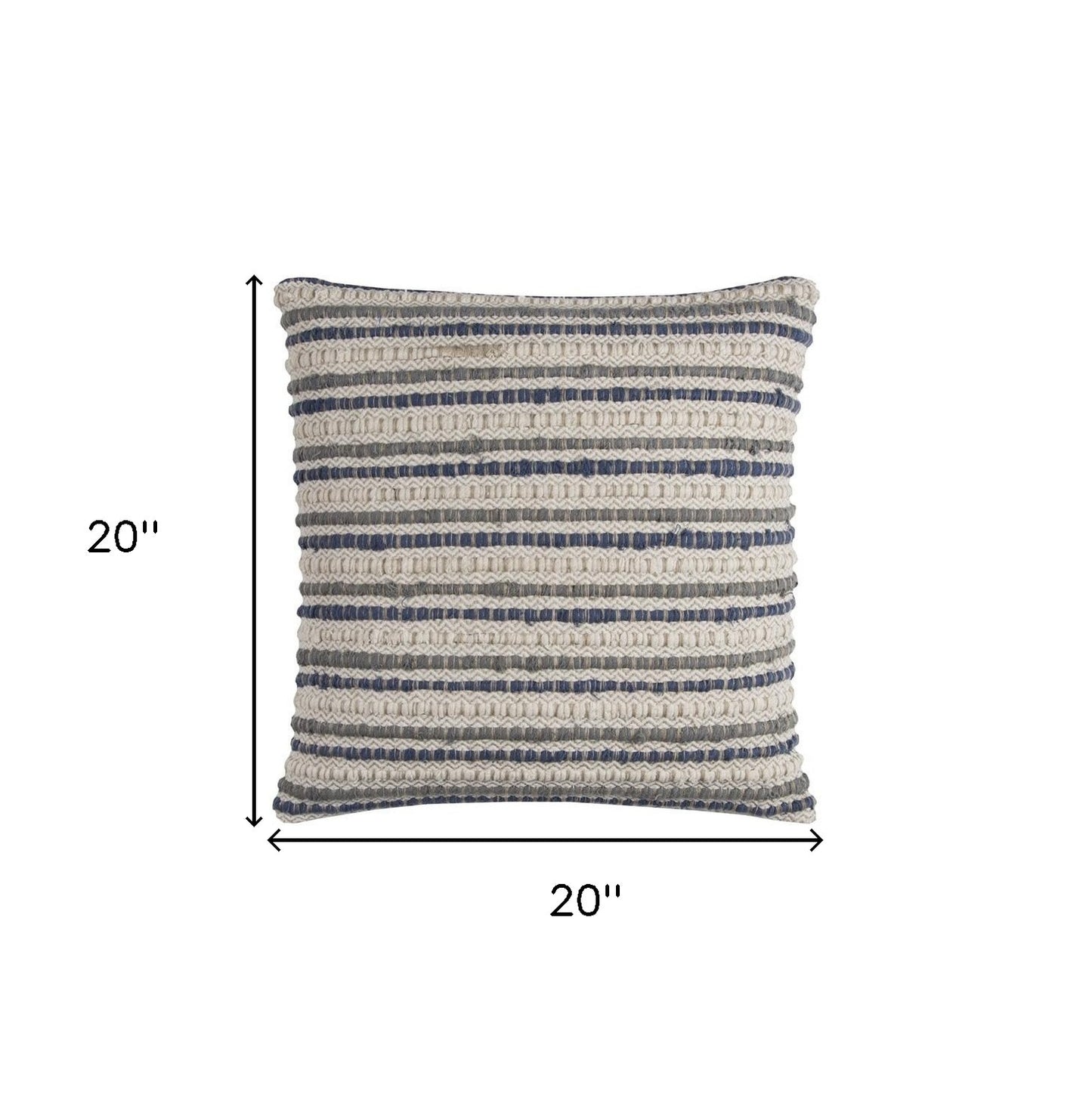 Blue Beige Nubby Texture Bands Throw Pillow