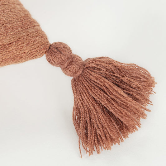 Terracotta Solid Tonal Abstract Stripe Throw Pillow