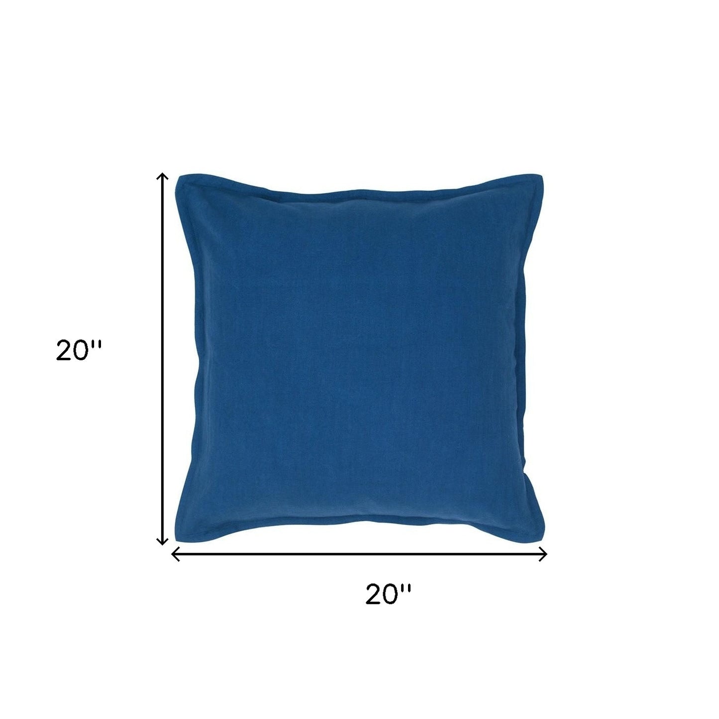 Blue Solid Flange Edged Modern Down Throw Pillow