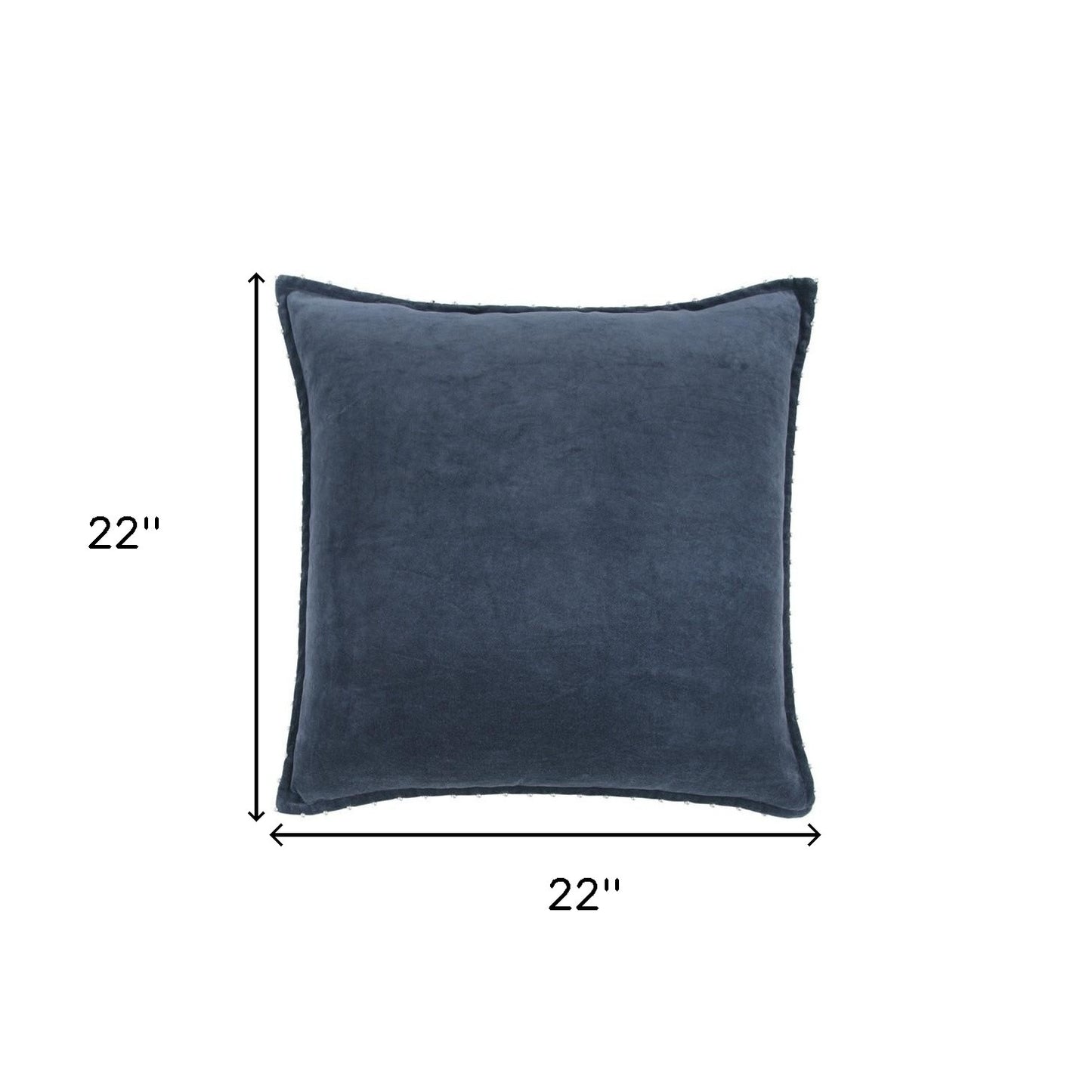 Indigo Solid Pearl Beaded Edge Throw Pillow