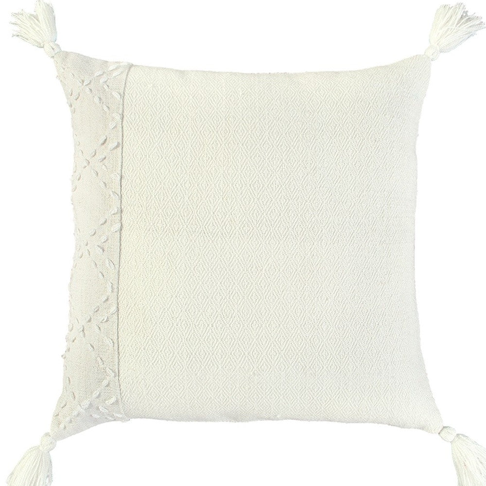 Ivory Accent Stitch Color Block Throw Pillow