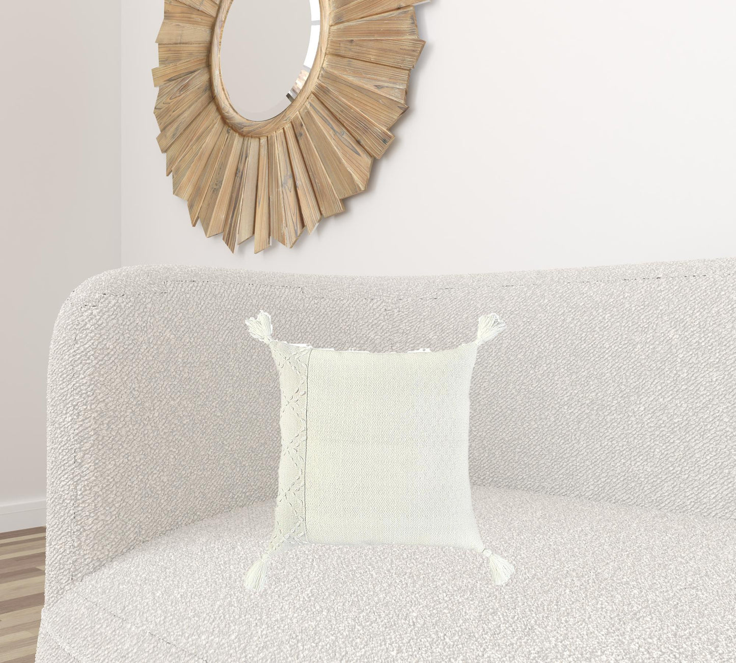 Ivory Accent Stitch Color Block Throw Pillow