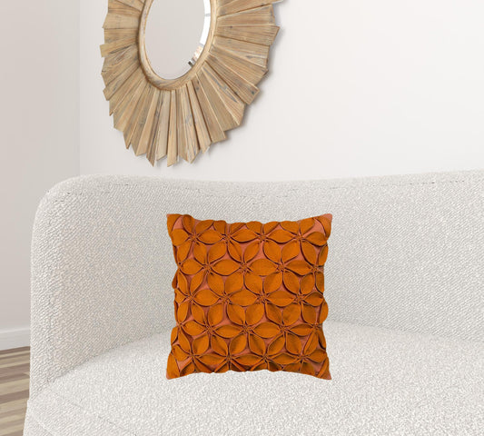 Orange Pinwheel Floral Petal Throw Pillow