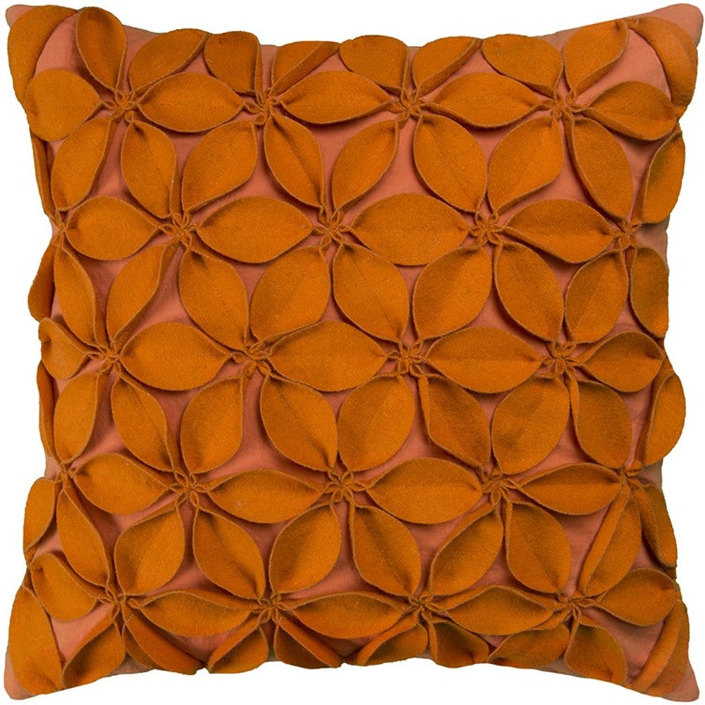 Orange Pinwheel Floral Petal Throw Pillow