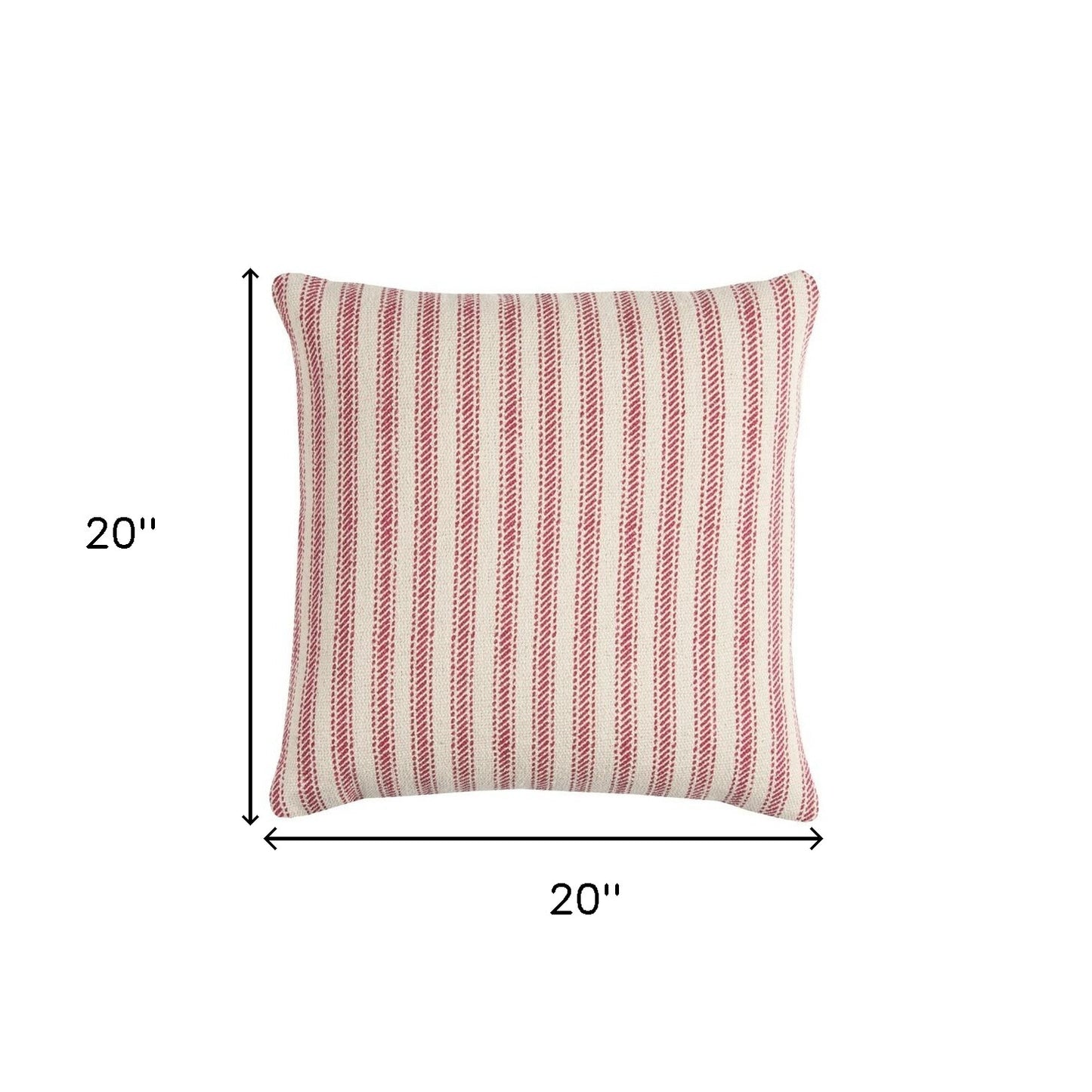 Red Natural Ticking Stripe Throw Pillow
