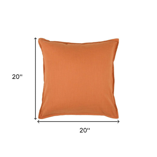 Orange Solid Color Flange Edge Throw Pillow